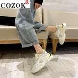 White Shoes Breathable Comfortable Light Weight Sneakers 2021 Platform Shoes Fashion Chunky Spring Autumn Lace