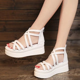 Breakj Summer New Wedge Platform Sandals Cross Strap Roman Sandals Women's Shoes