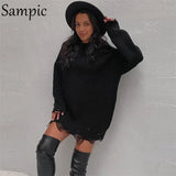 Knitwear Casual Y2K Pullover Basic Long Sleeve Oversized Sweater Tops Loose Knitted Sexy Women Party Sweater Dresses