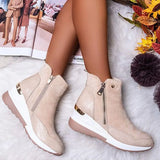 Size Warm Plush Winter Botas Chunky Sneakers Ankle Boots Women Shoes Ladys Zipper Buckle Thick Sole Platform Zapatos