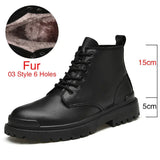 Genuine Leather Men's Ankle Boots High Top Shoes For Men Winter Fashion Male Motorcycle Footwear Snow Boots Size
