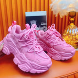 High Quality PU Platform Shoes New Women Casual Shoes Breathable Outdoor Thick Sole Chunky Sneakers Zapatillas