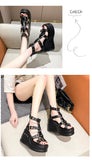 Female Stylish Gothic Zipper High Wedges Sandals Summer Platform Punk Street women's Sandals Fish Mouth Shoes