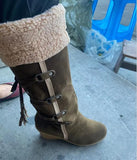 Snow Boots Women Winter Shoes Warm Cotton Shoes Cold Winter Knee High Boots Ladies Wedge Heels Boots 7cm Plus Size
