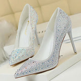 Shoes Rhinestone Woman Pumps Fashion Wedding Shoes Women Basic Pump Stiletto Heels 10cm 7cm Heeled Shoes High