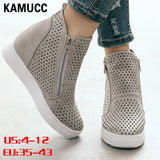 Wedge Sneaker Vulcanize Shoes Fashion Zip Leopard Increase Within Zapatos De Mujer New Fashion for