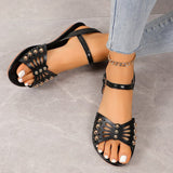 Flat-Soled Sandals Women's 2024 New Large-Size One-Word Buckle Beach