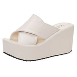 Thick Bottom Platform Slippers Women 2022 Summer Outdoor Cross Strap Wedges Slides Woman Non Slip Beach Flip