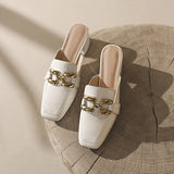 Red Envelope Head Half Slippers Female Summer New Outside Wear Temperament Paint Leather With Thick With Square Head Muller