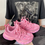 Male Dad Shoes 2021 Adult Platform Trainers Stylish Casual Chunky Sneakers For Women Men White Sport Thick Sole
