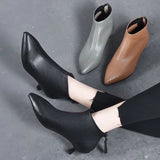 Women's Boots 2023 Autumn And Winter New Low-Heel Foreign Style Small Bare Boots Thin Heel Cowhide Rear Zipper With Short