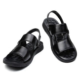 Summer New Sandals and Slippers Men's Leather Sandals Adult Thick-soled Beach Shoes Non-slip Open-toe Leather