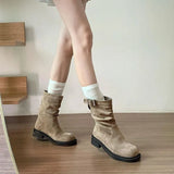 Breakj British Style Coarse And Martin Boots 2025 Autumn And Winter New Thin Pile In The Boots Sleeves Short