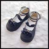 Women Shoes Flat Lolita Thick Bottom Lovely Soft Girl Lolita Round Head Shallow Mouth Low Heel Girl's