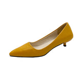 Low Heels Women Thin Heeled Kitten Heel Single Shoes Spring Autumn Pointed Temperament Shallow Mouth Work Shoes