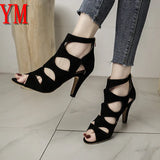 Snakeskin Printing Zapatos Women Sandals hollow Sexy Exquisite Super High Heels Ladies Increased Peep toe Stiletto Womens