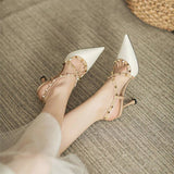 Breakj French Fine-Heeled High-Heeled High-Heeled Rivet Thorned Roman Sandals In The Summer Of
