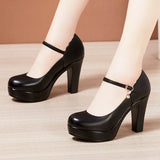 Catwalk High Heels Women's Cheongsam T Show White Size Waterproof Table Thick Heel Leather Round Head Single