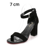 Women 2023 Summer Fashion Sandals Medium High Heel Block Heel Sandals Outdoor Fashion Sandals Women Heels Black Red