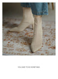 High Heel Boots Women's 2021 New Korean Style Autumn and Winter Mid Heel Stretch Thin Boots Pointed Toe Sock Boots