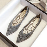 Women's Ballet Flats 2024 New Rhinestones Flat Casual Loafers Female Plus Size 43 Slip on Boat Shoes Chaussure