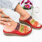 Summer Sandals For Women Shoes Retro Slip On Cork Leather Ladies Sandals Beach Slipper Gladiator Sandals Women Flip