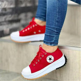 Breakj Spring New Low-Top Single Shoes Women's Thick-Sing Canvas Shoes Women's Canvas Pine Cake Bottoms Large Women's