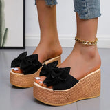 Women Slippers Fashion Pee Toe Summer Shoes Butterfly-knot High Heels Women Slides Platform Wedges Ladies Women Shoes