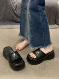 Breakj Summer New Thick Bottom Slippers Women Wear Temperament High With One-Drag Small Cake Slope And Half
