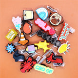 Dog Pug Croc Charms Cute Balloon Stars Barricade Clapping Candle Shoe Accessories JIBZ Lavender Eclipse Clogs