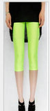 Summer Fluorescent Shiny Leggings Women Spandex Shinny Pant Elasticity Casual Trousers High Waist