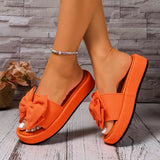 Breakj Summer New Thick-Soled Women's Sandals Women's Beach Shoes Large-Size Slippers To Learn Women's Bow Cool