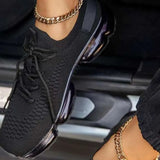 Sneakers Knitted Breathable Women's Vulcanized Shoes Lace Up Casual Flat Shoes Female Spring Ladies Running Shoes