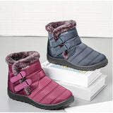 Winter Boots 2021 Non Slip Plush Warmth Snow Boots Ladies Hook Loop Solid Flats Female Short Boots Plus Size Woman