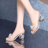 Comemore Summer Women Slippers Crystal Transparent Jelly Sandals Pumps Elegant High Heels Ladies Party Female Women's Shoes