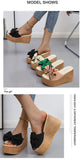Women Slippers Fashion Pee Toe Summer Shoes Butterfly-knot High Heels Women Slides Platform Wedges Ladies Women Shoes