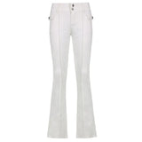 Black Vintage Skinny Long Trousers Women Casual Low Waist Pants Capris Fashion Pocket Sweatpants Streetwear