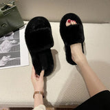 Style Fur Slippers Girls 2023 Autumn And Winter New Furry Home Flat-Soled Plush