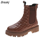 Boots for Woman Slip on Pu Leather Women Ankle Boots Short Plush Solid Elegant Female Shoes 2023 New Comfort