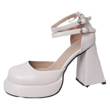 Breakj Jane Thick Heel High Heels Small Leather Shoes Gentle Night Wind A Word With Single Shoes Bow Fairy Wind Painted