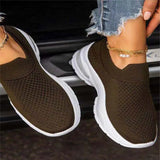 Sneakers Autumn 2021 Sock Shoes Slip On Knitted Breathable Ladies Running Shoes Casual Female Flats Vulcanized Plus Size