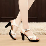 Fashion Genuine Leather Sandals 2021 New High Heel Summer Shoes Gladiator Open Toe Platform Sandals plus