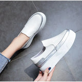 Women Slip on Loafers Ladies Sewing Platform Vulcanized Shoes Woman PU Leather Fashion Casual Footwear Female Comfort Shoe