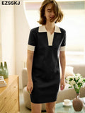 women slim bodycon summer dress polo knit dress straight dress purple