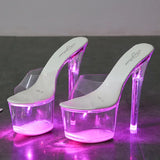Breakj 34-43 Hate Sky High Nightclub High Shoes Luminous Sandals Women's Shoes Show Pole Dancing Shoes Crystal