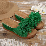 Breakj New Summer Women's Slope And Thick-Bottom Slippers Large-Size Wear With Flowers