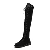 Breakj Explosive Large Code 35-43 Yards Flat Over The Knee Women's Long Boots Autumn And Winter New Velvet Locomotive