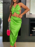 Satin Elegant Sleeveless Hollow Out Bandage Backless Long Wrap Dress For Women Club Party Beach Halter Spring Dress