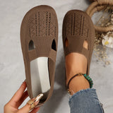 Breakj Size Fly Woven Casual Low Top Single Shoes Women's Flat With Hollow Mouth Lazy
