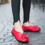 Genuine Leather Loafers Leisure Summer Platform Shoes Women Slip-On Flower Elegant Ladies Party Walking Footwear